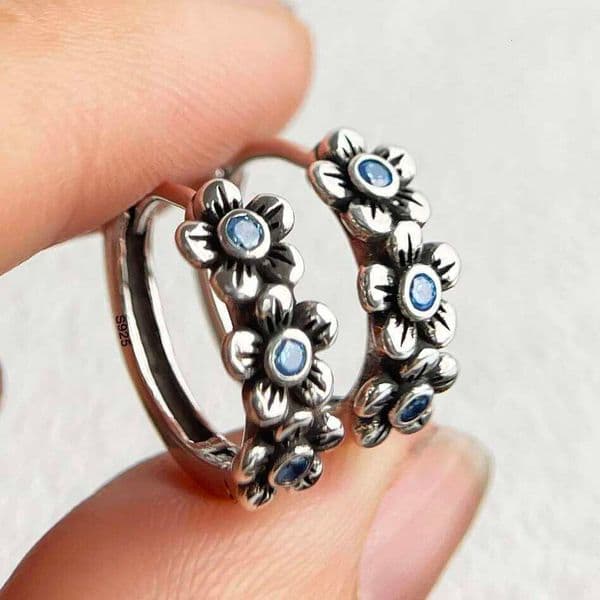 925 Sterling Silver Earrings for Women Square Geometric FLower Sexy Girl Fashion Trendy Jewelry Gift Party Wedding pendientes