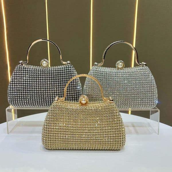 Designer's retro high-end feeling with inlaid diamonds, high-end pearl like rhinestone bridal bag, handbag, women's banquet bag, qipao bag, handbag, luxury bag