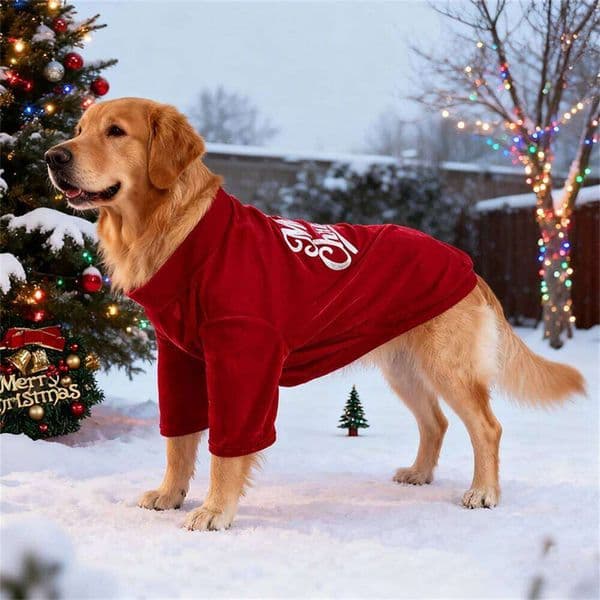 Christmas Style Dog T-shirt for Small Medium Dogs Golden Retriever Samoyed Classic Letter Printed Pet Holiday Clothing XJ260108