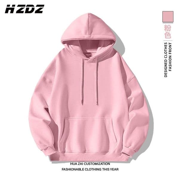 Autumn and winter mens hooded sweatshirt solid color top hoodie street casual fashion long sleeve warm sportswear 260107