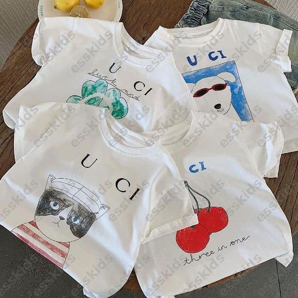 Designer Childrens Clothing Kids Summer Cotton Short Sleeve T Shirt Baby Girls Cartoon Print Design Round Neck Casual Top Baby Boys DLD2601081