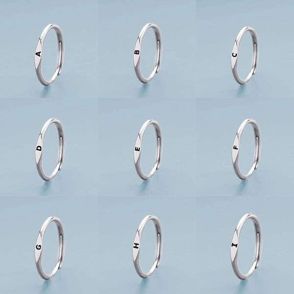 Minimalist Tiny Initial Rings For Women Silver Color A-Z 26 Letter Adjustable Finger Ring Birthday Party Jewelry Gifts 60f41