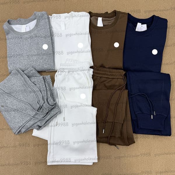 Yoga Hoodies Set Sportswear Unisex Loose Casual Crew Neck Pullover Sweatshirts Sweatpants 3D Silver Logo Women Men Yoga sets Zip Up Jacket With Sports Pants Hot Sale