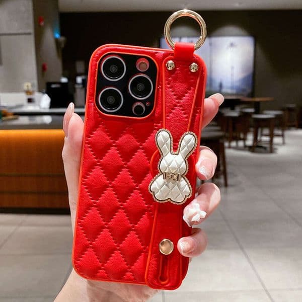 For iPhone17 max Rabbit Wrist Strap Compatible with Apple 16 Pro Max Phone Case iPhone 15 Stand 14 Girl 13
