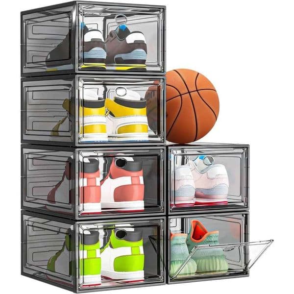 2026 6 Pcs Thicken & Sturdy cologne Clear Storage Organizer perfume With Magnetic Door, Foldable Shoe Rack For Sneaker Boot Container. Free Shipping
