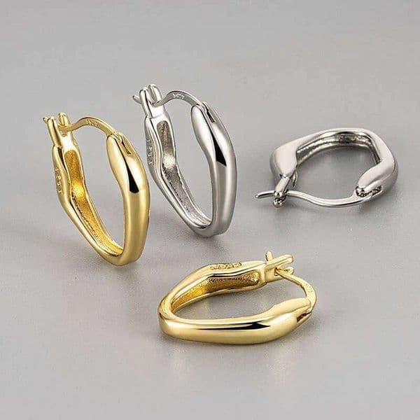 925 Sterling Silver Earrings for Women Geometric Simple Gold Circle Earring Fashion Jewelry Gift Party Wedding pendientes