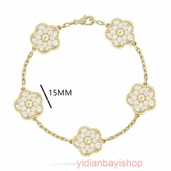 Designer Clover Vanliness Cleef Braclet Classic 5 Flower Bracelet Luxury Jewelry V Gold Ruby Charm Woman Anniversary Exquisite Gift