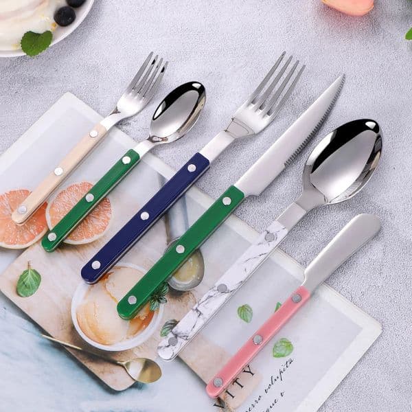 Fashion Colorful Handle 304 Cutlery Set 1810 Stainless Steel Creativity Gift Flatware Knife Fork Spoon Drop Ship 260108