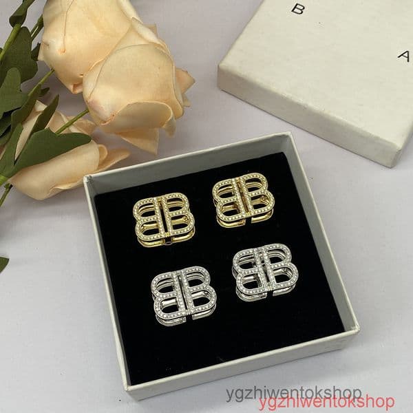 earrings for women designer bb Double Letter B Full Diamond Earrings Women Light Luxury Fashion Versatile Niche Silver Needle Stud RHJ3 KRQT