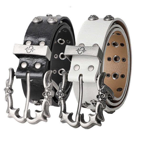 Designer Chrome CH belt Holy Sword Rivet Pin Buckle Metal for Men and Women, Vintage Design, Versatile Personality Accessory, Hip-Hop Waist Belt