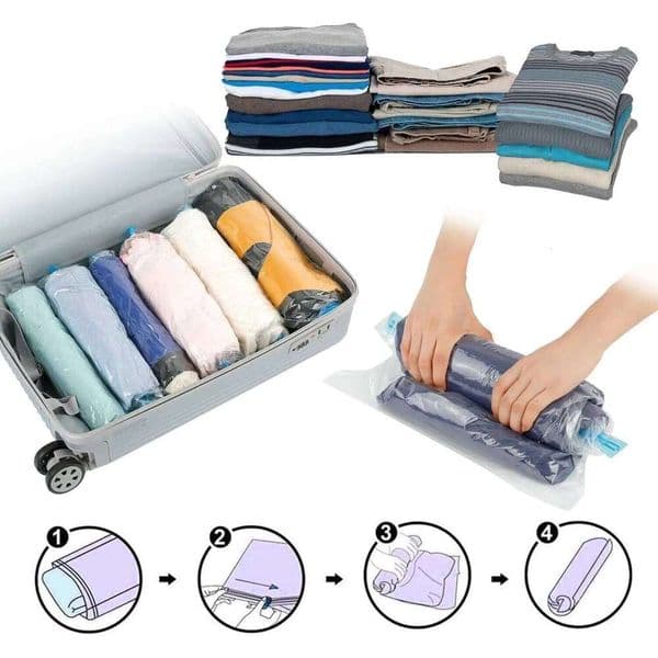 Multiple Sizes Vacuum Storage Hand Roll Durable Space Saver Bags For Clothes Clothing Travel Accessories Suitcase Organizer 26N0109