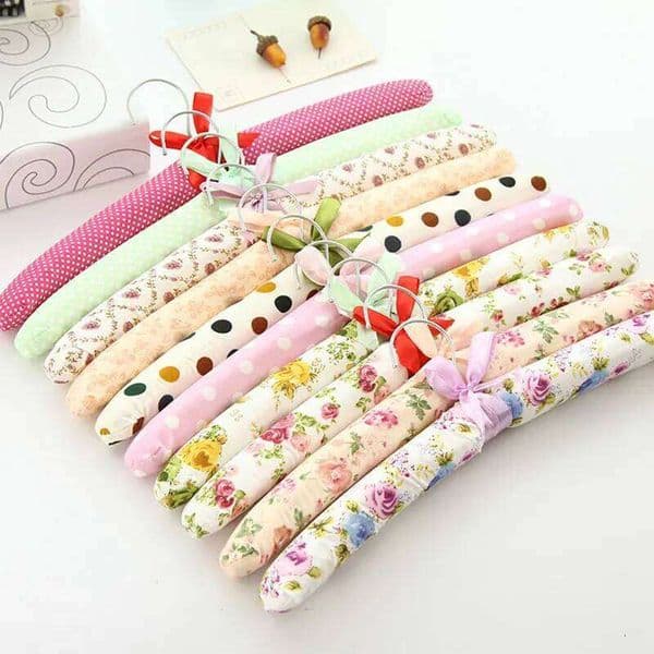 5pcs Colorful Blossom Sponge Padded Hanger Dress Cotton Coat Skid Suit Satin Hangers Resistance Rack Clothes 26T0109