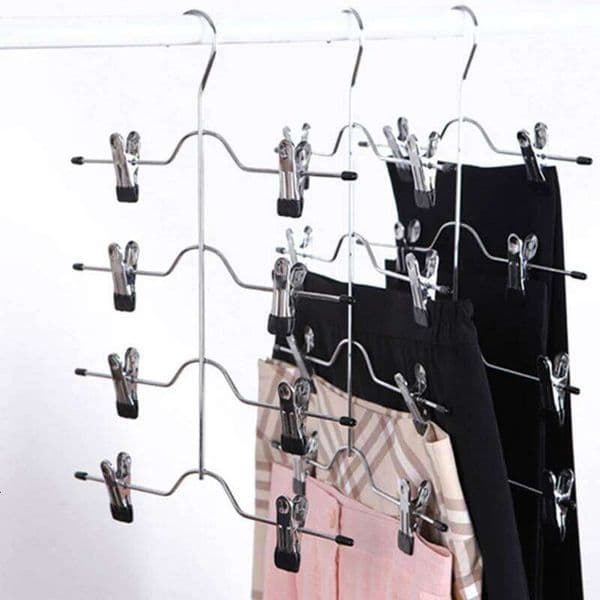 Hot Sale 6-Tier Pants Shorts Hangers Space Saving No Slip Storage Metal Skirt Rack 26T0109