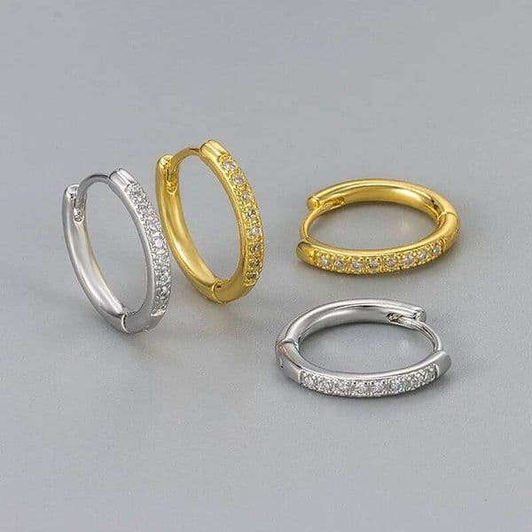 925 Sterling Silver Earrings for Women Geometric Shinning Gold CZ Earring Fashion Jewelry Gift Party Wedding pendientes