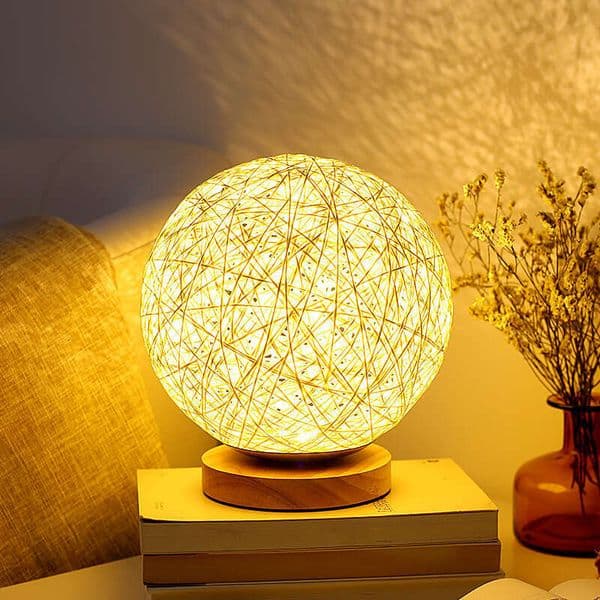 Maqiu Rattan Ball LED Desk Starry Sky Night Light Atmosphere Children's Gift USB Table Lamp Bedroom