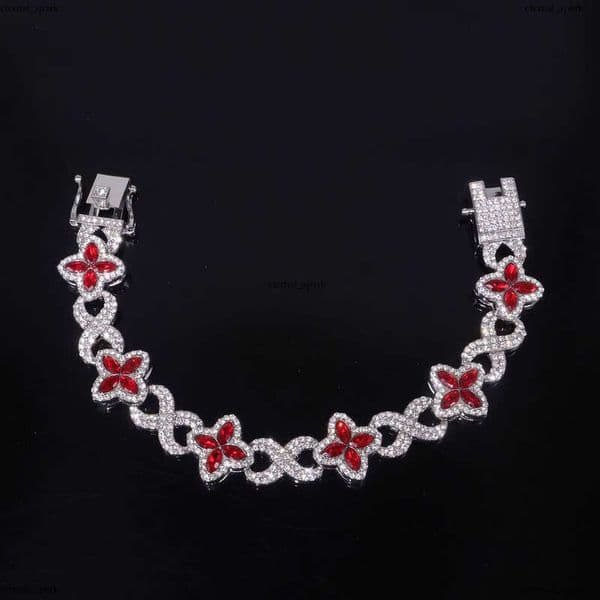 Men and Women Hip Hop Necklace Jewelry Flower Cross Design Iced Out VVS Moissanite Gold Miami Cuban Chain Bracelet 42