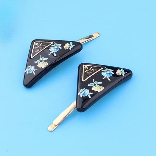 Headwear Hair Accessories Triangle rectangle designer hair clip barrettes hairclip luxury 18k gold acrylic black flower tortoiseshell hairclips fringe
