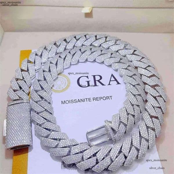 moissanite necklace designer jewelry cuban k chain Iced Out Pass Dia Tester Sterg Sier Necklace Vvs Moissanite chains for men necklaces20mm 71