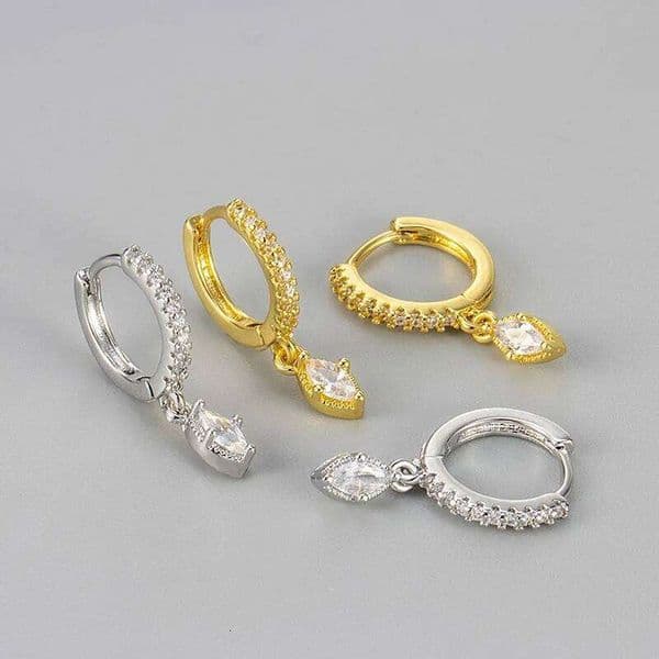 925 Sterling Silver Earrings for Women Geometric Shinning Gold Stone Earring Fashion Jewelry Gift Party Wedding pendientes