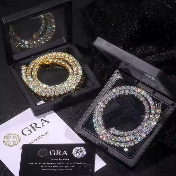 chain Hip Hop necklace fashion Jewelry Pass Dia Tester 4mm 5mm D color vvs moissanite iced out cuban GRA tennis bracelet 13