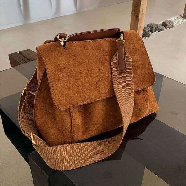 Hot-selling Retro Brown Velvet Fabric Versatile Large Capacity Crossbody Shoulder Women's Bag XJ260109