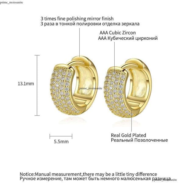 VVS Moissanite LUOTEEMI Statement Luxury 2023 Small Straight Pull Ring Fashion Women's Earrings Clip 3b