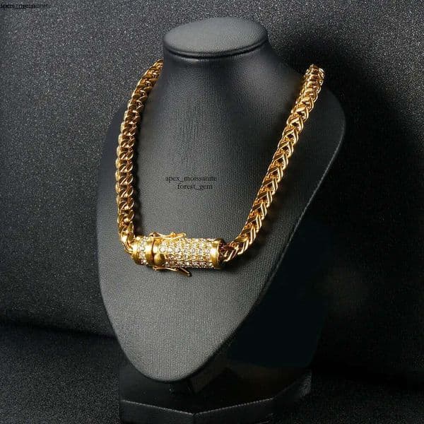 cuban link IGI chains necklaces designer necklace for men Circular buckle with diamond stainless steel non tarnish plated gold chain 6mm wide hip hop rapper jewelry