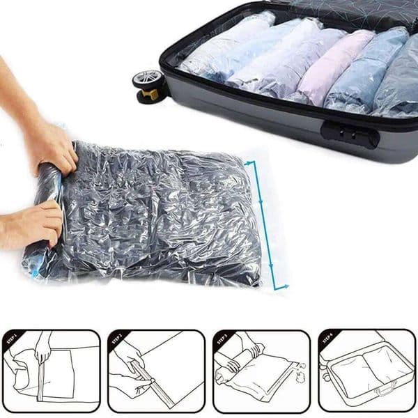 6 Pack Portable Vacuum Storage Set,Vacuum Seal Clothing,Space Saver Bags For Travel Essentials Clothes Organizer 26N0109