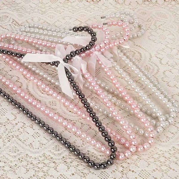 Korean Style Girl's Hanging Princess Pearl Hanger Bow Wedding Dress Fairy Clothes Supporting Rack Hangers 26T0109