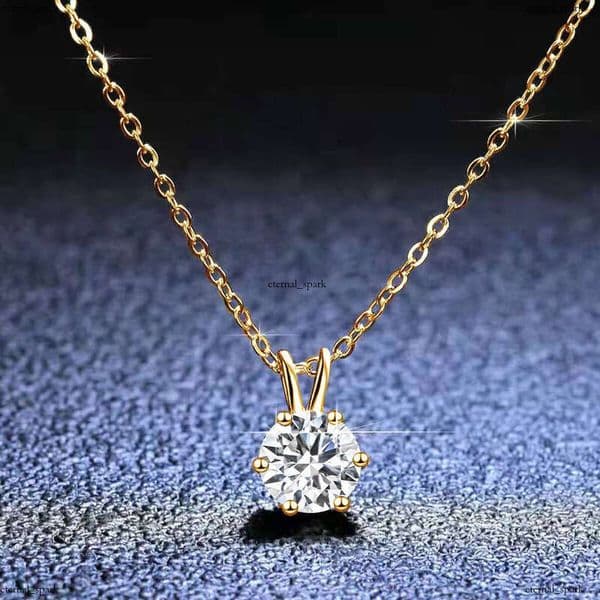 Premium Jewelry Women Engagement Wedding Classic 6-Prong Cdena De Oro 14k Hollow 1ct 2ct 3ct Silicon Pendant ad