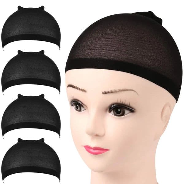 Stockings Wig Cap 4 pcs Mesh Net Wig Caps Weaving Hair Net for Wig Close And Fishnet Wig Caps For Women Black 260106