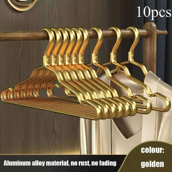 5/10pcs Golden Durable Children Aluminum Alloy Clothing Domestic Adult Hanging Coat Hanger Supplies Organizer 26T0109