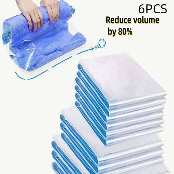 6pcs Pumpless Compression Bag No Need for Vacuum or Pump During - Saves Space and Makes Travel Convenient 26N0109
