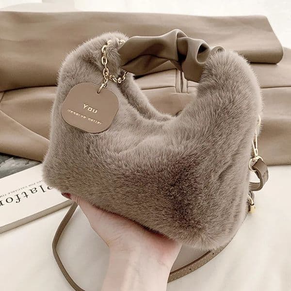 Woman Soft Plush Handbags Shoulder Bag Fashion Autumn And Winter Korean Version Simple Crossbody Bags For Traveling Shopping260106