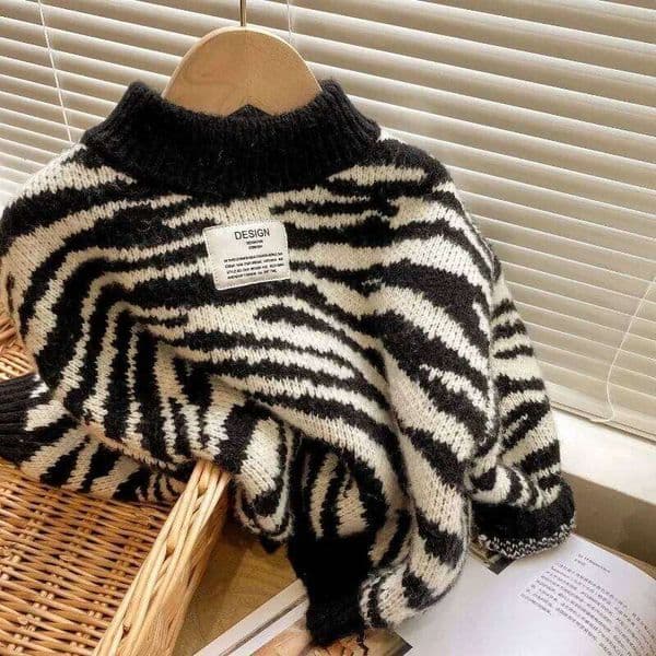 Children Knitting Sweaters Boys Casual Zebra Sweater Autumn Winter Girls Baby Kids Pullovers for Children's Clothing X260109