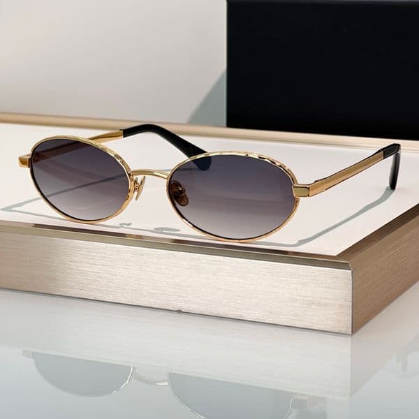 Luxury Round Sunglasses Gold Metal/Grey Gradient UV Protection Shades Anti-Reflective Glasses for Travel Beach Outdoor Eyewear