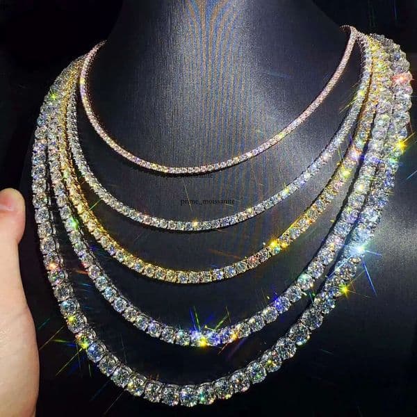 Custom hip hop Jewelry necklace 2mm 3mm IGI Sterling Sier hiphop chain VVS Moissanite Tennis Chain