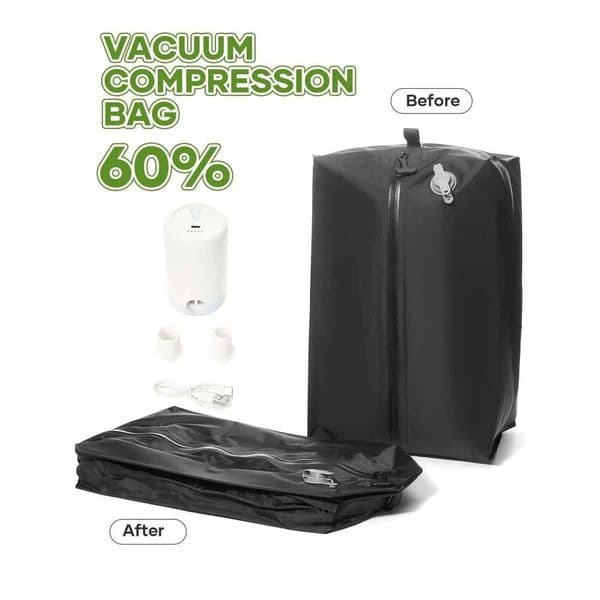 Storage For WIth Electric Pump, Travel essentials Uitcases Clothes Organizer Bags, Vacuum Compression Bags 26N0109