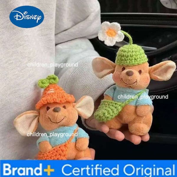 Disney Winnie The Pooh Roo Kangaroo Cute Little Flower Hat Crossbody Bag Plush Pendant Fluffy Toys Key Chain Birthday Present H260110