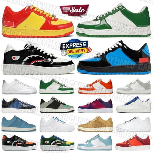 Designer Shoes Bathing Ape Sta Platform Sneakers shark Stylish Trainers Mens Leather Black White Outdoor Casual Lifestyle Shoe