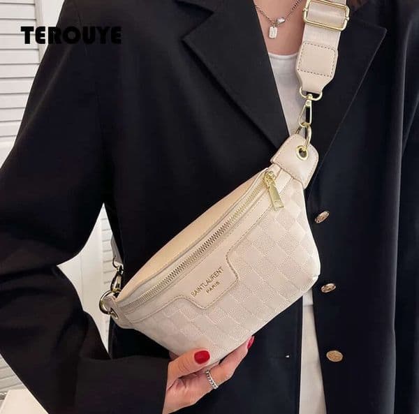 2026 Ins Hong Kong Small Bags Popular Styles Trendy And Fashionable Fanny Packs Internet Celebrity Korean Style Wide Strap Cross Body Bag TEROUYE
