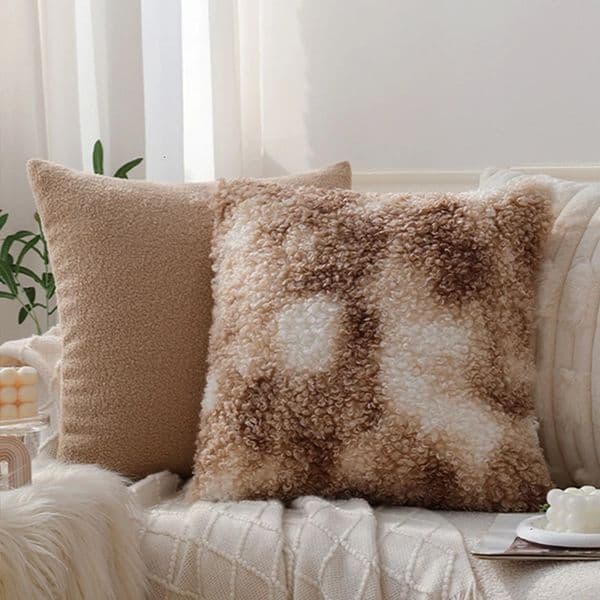 Gradient Brown Wool Roll Cushion Cover Plush Warm And Personalized Home Decorative Winter Pillowcase For Indoor Sofa 45X45cm 260109Bj B2