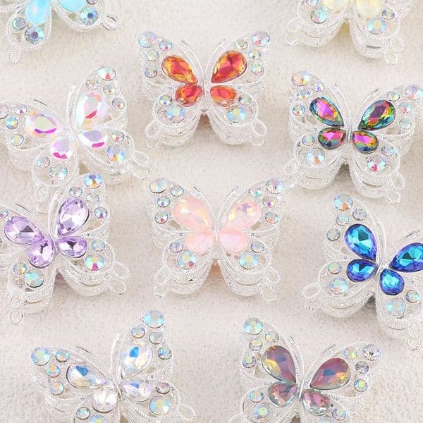 3Pcs Colorful Crystal Butterfly Beads Loose Spacer Beads Charms For Crafts DIY Necklace Bracelet Jewelry Making Accessories 260109