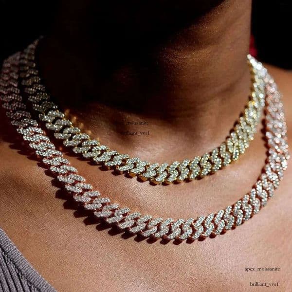 Chains 12MM Rose Gold Color Miami Cuban Link Chain Necklace Bracelet Iced Out Bling Rhinestone Choker Women Men Hip Hop Jewelry
