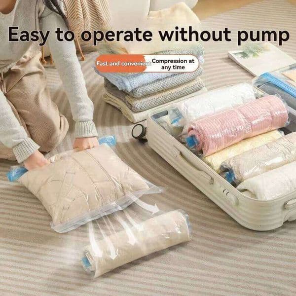 2pcs/Clothing Compression Vacuum Storage Travel Suitcase Organizer Bag, Moisture-Proof Sealed Bag 26T0110