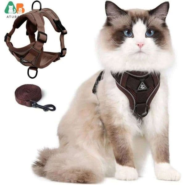 Set for Small to Large Cats Adjustable Vest Reflective Trim Universal Cat Leash and Harness 26W0110