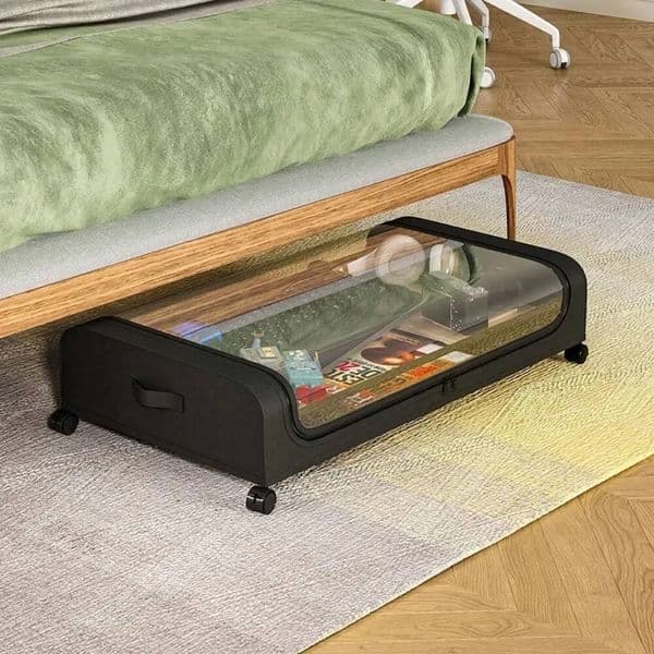 Underbed Clothing Organizer Wardrobe Clothes Dust Moisture-proof Finishing Bag Foldable Storage Box with Wheel