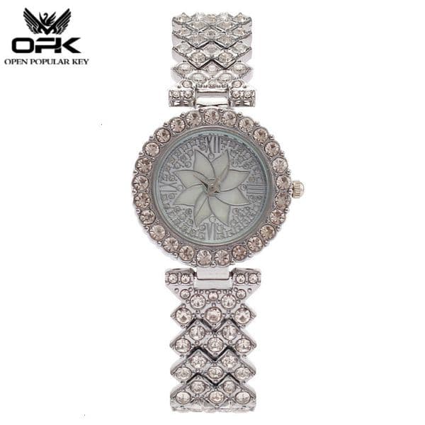 2026 new model New gorgeous rhinestone inlaid decorative fashion watch with mother of pearl floral pattern dial and Roman numeral scale shiny luxury banquet