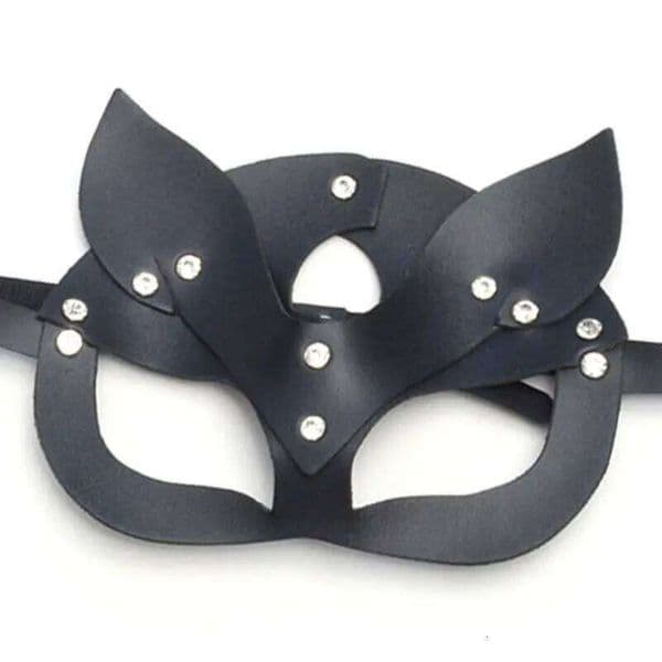 Black Rivet Cat Head Half Face Role-playing Female Leather Masks Halloween Party Outfits And Accessories 26H0110