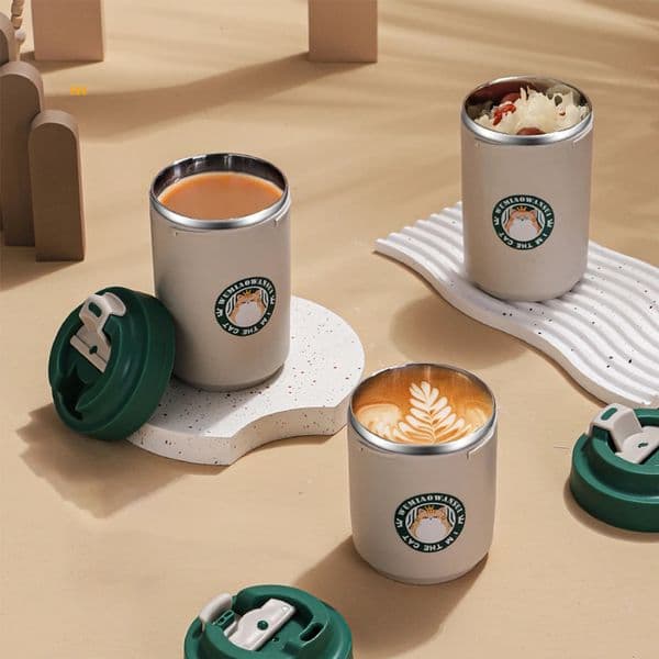 380/480ML Stainless Steel Coffee Mug Double Layer Cup with Lid Water CupCartoon Mug Gift Temperature Portable Vacuum Flasks Cup 260107